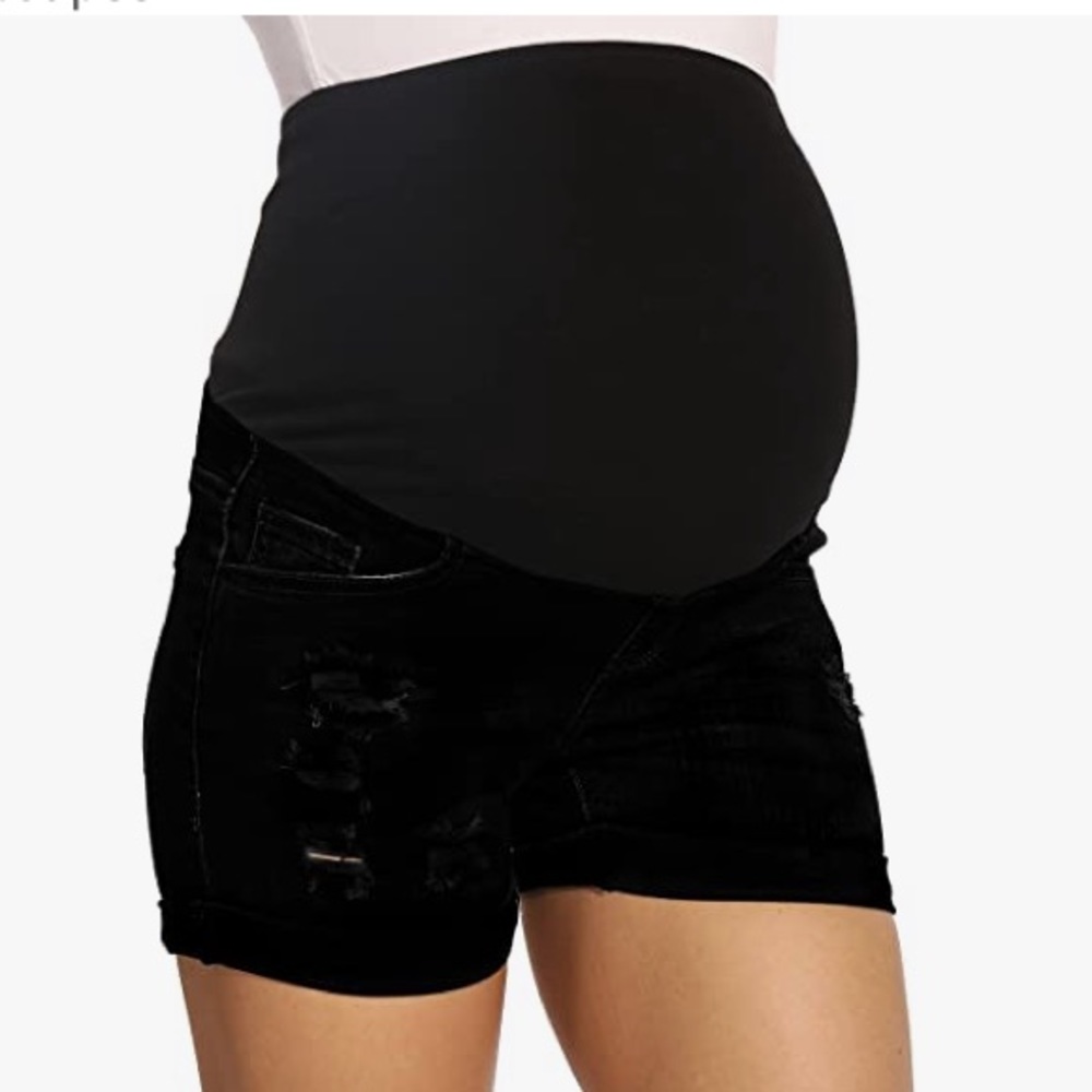 V VOCNI distressed maternity denim shorts